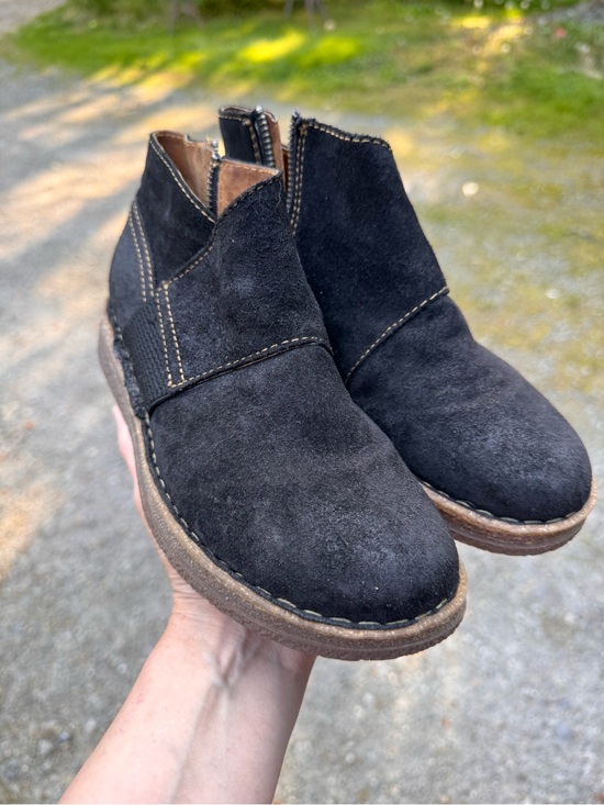 Born Shoes - Born Black Suede Women's Ankle Booties - Side Zip Casual Chelsea